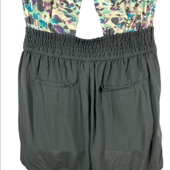 BCBGeneration Size Small Romper Black Blue Abstract Print Sleeveless - Picture 4 of 9